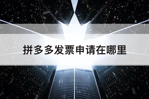 拼多多发票申请在哪里