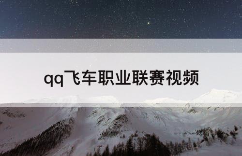 qq飞车职业联赛视频