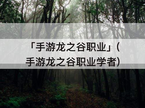 「手游龙之谷职业」(手游龙之谷职业学者)