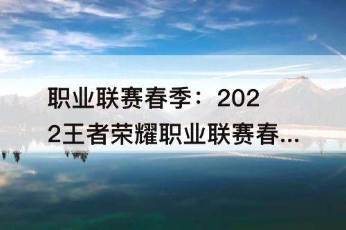 职业联赛春季:2022王者荣耀职业联赛春季赛
