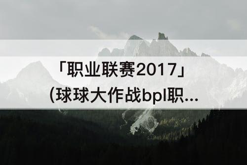 「职业联赛2017」(球球大作战bpl职业联赛2017)