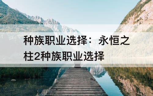 种族职业选择:永恒之柱2种族职业选择