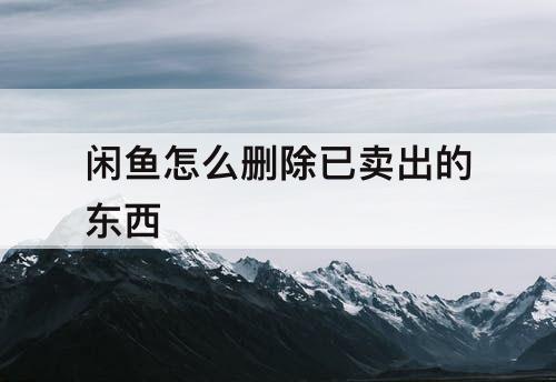 闲鱼怎么删除已卖出的东西