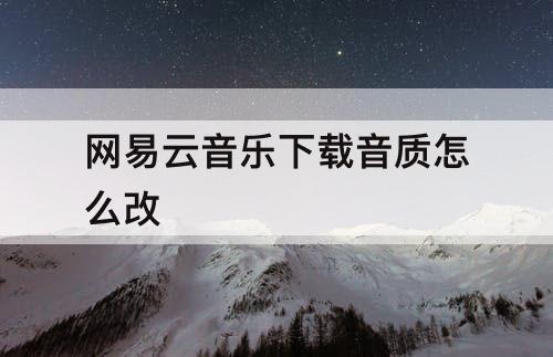 网易云音乐下载音质怎么改