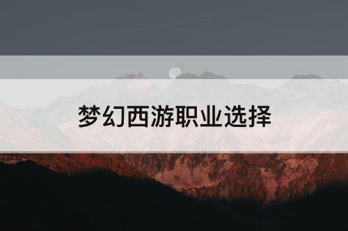 梦幻西游职业选择