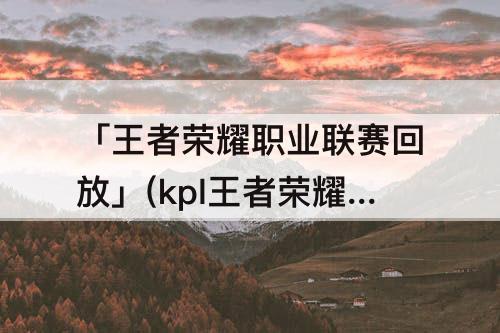「王者荣耀职业联赛回放」(kpl王者荣耀职业联赛回放)