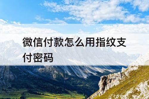 微信付款怎么用指纹支付密码