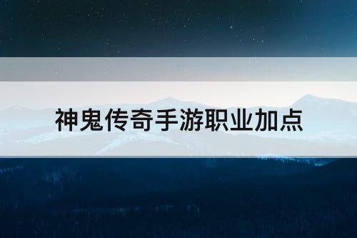 神鬼传奇手游职业加点