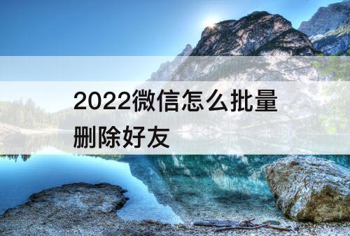 2022微信怎么批量删除好友