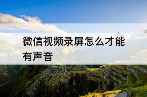 微信视频录屏怎么才能有声音