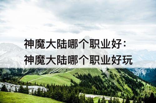 神魔大陆哪个职业好：神魔大陆哪个职业好玩