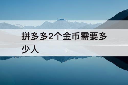 拼多多2个金币需要多少人
