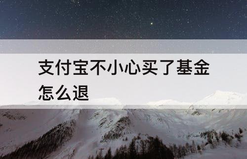 支付宝不小心买了基金怎么退