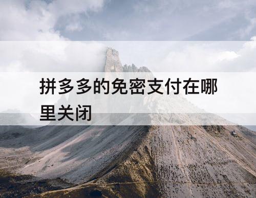 拼多多的免密支付在哪里关闭