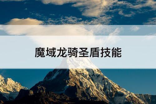 魔域龙骑圣盾技能