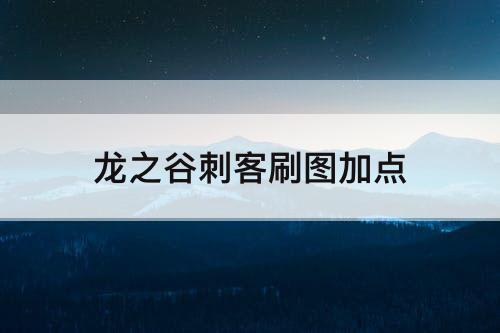 龙之谷刺客刷图加点