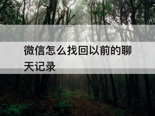 微信怎么找回以前的聊天记录
