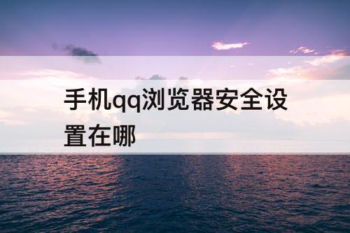 手机qq浏览器安全设置在哪