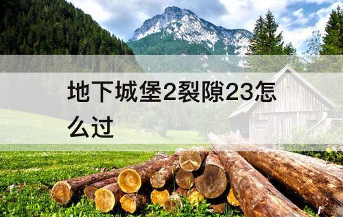 地下城堡2裂隙23怎么过