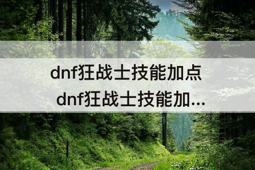 dnf狂战士技能加点 dnf狂战士技能加点攻略
