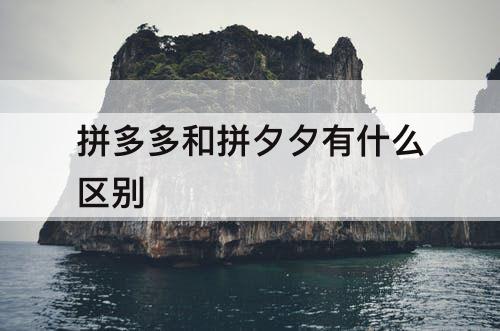 拼多多和拼夕夕有什么区别