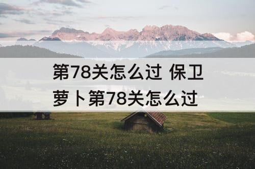 第78关怎么过 保卫萝卜第78关怎么过