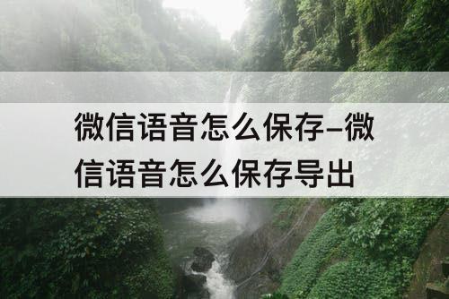 微信语音怎么保存-微信语音怎么保存导出