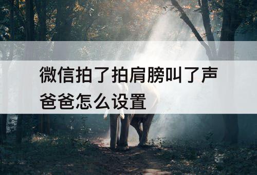 微信拍了拍肩膀叫了声爸爸怎么设置