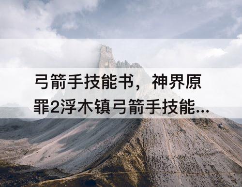 弓箭手技能书，神界原罪2浮木镇弓箭手技能书