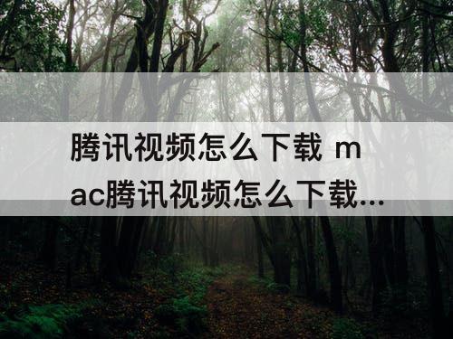 腾讯视频怎么下载 mac腾讯视频怎么下载到桌面