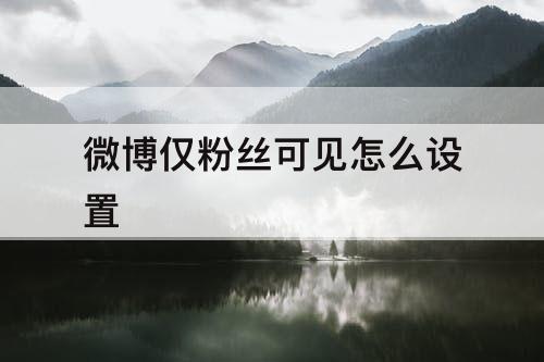 微博仅粉丝可见怎么设置