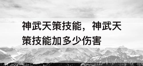 神武天策技能，神武天策技能加多少伤害