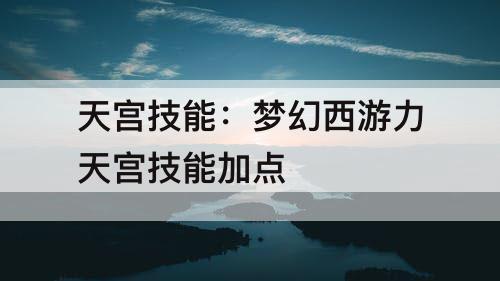 天宫技能：梦幻西游力天宫技能加点