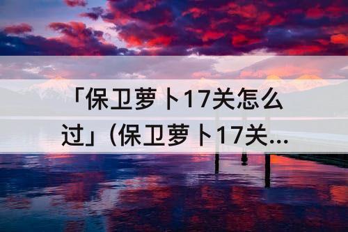 「保卫萝卜17关怎么过」(保卫萝卜17关怎么过图解法)