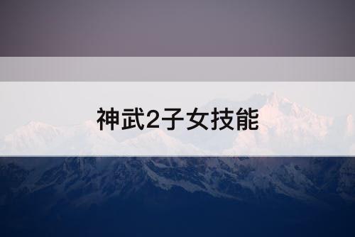 神武2子女技能