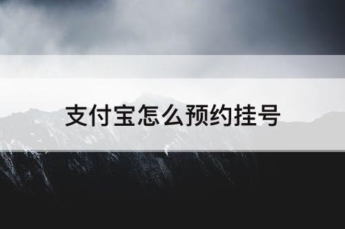 支付宝怎么预约挂号