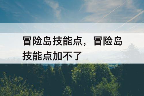 冒险岛技能点，冒险岛技能点加不了