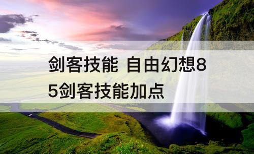 剑客技能 自由幻想85剑客技能加点