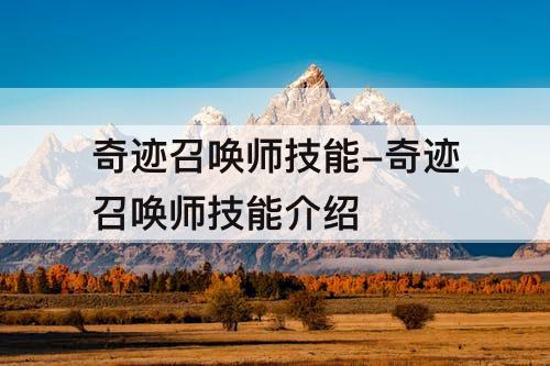 奇迹召唤师技能-奇迹召唤师技能介绍