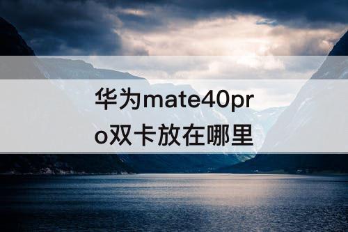 华为mate40pro双卡放在哪里