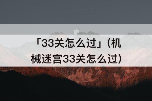 「33关怎么过」(机械迷宫33关怎么过)