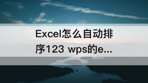 Excel怎么自动排序123 wps的excel怎么自动排序123