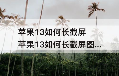 苹果13如何长截屏 苹果13如何长截屏图片