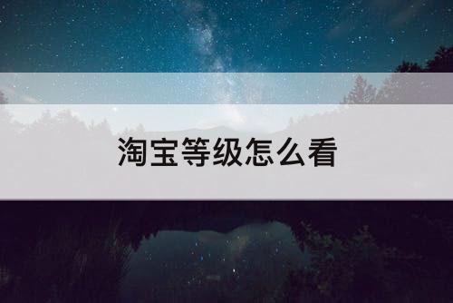 淘宝等级怎么看