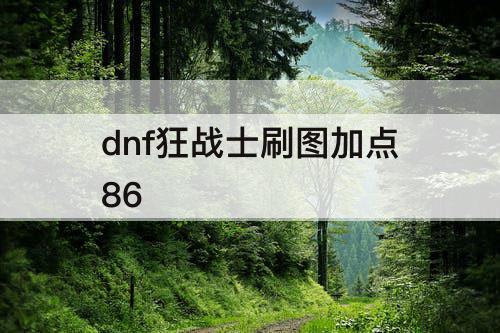 dnf狂战士刷图加点86