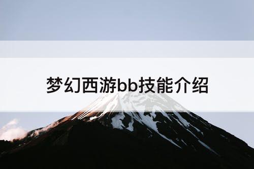 梦幻西游bb技能介绍