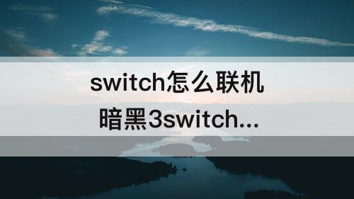 switch怎么联机 暗黑3switch怎么联机