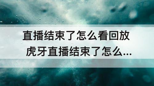 直播结束了怎么看回放 虎牙直播结束了怎么看回放
