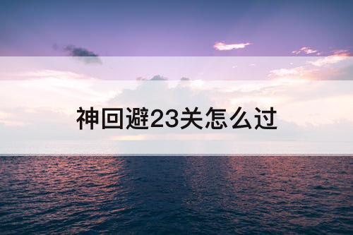神回避23关怎么过