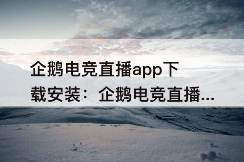企鹅电竞直播app下载安装：企鹅电竞直播app下载安装苹果版